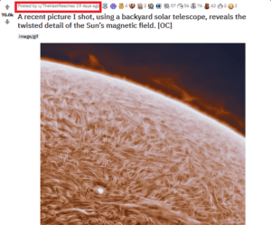 ناشر صورة ادعاء أوضح صورة للشمس من Reddit أوضح أنها صورة تقريبية وليست حقيقية فتبينوا