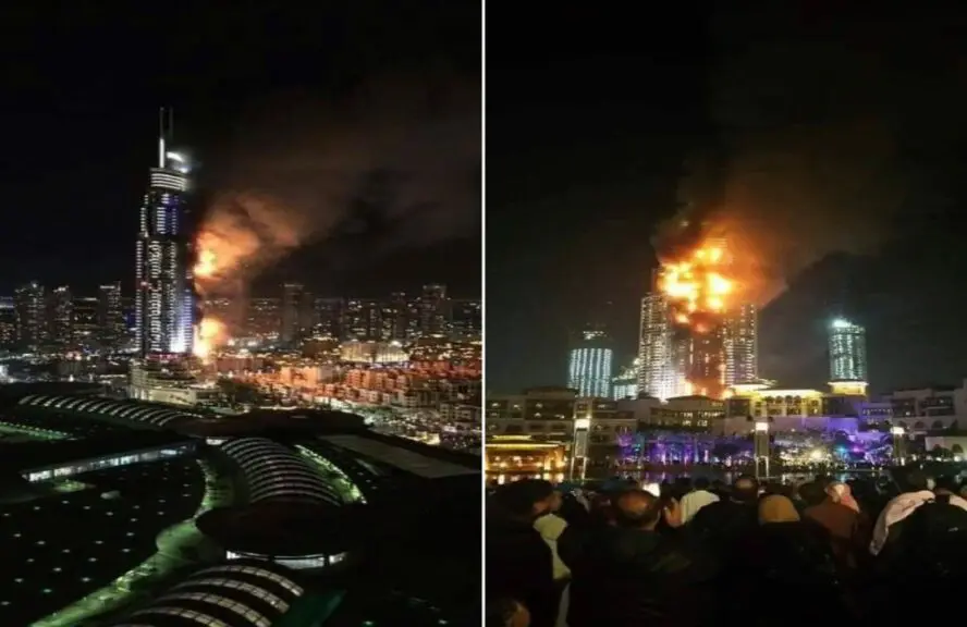 تظهر حريقا قديما في فندق العنوان