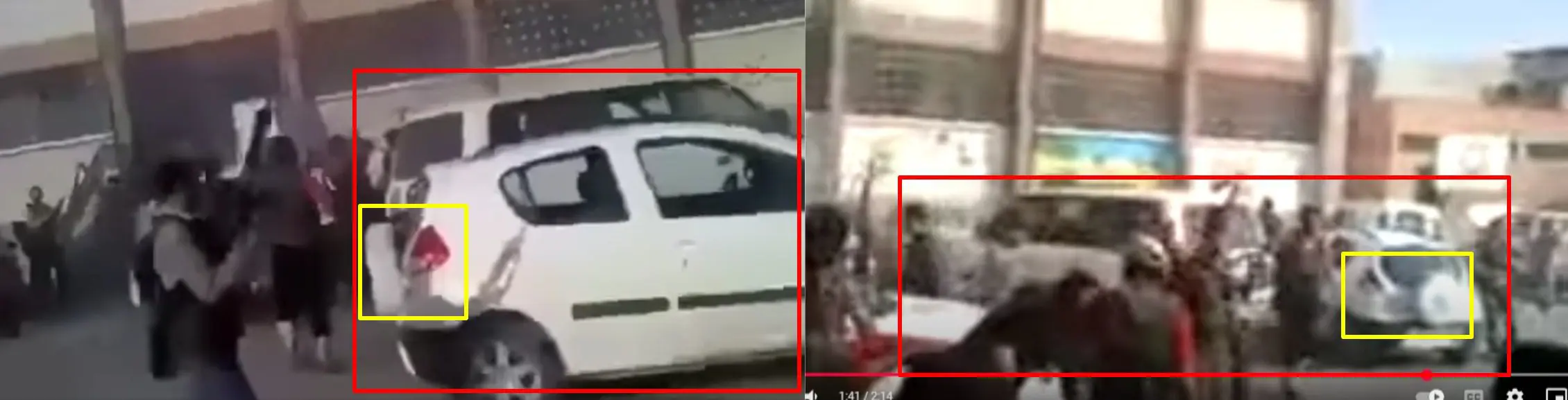مقارنة بين مشاهد فيديو اليوتيوب (يمين)، مع لقطة ثابتة من فيديو الادعاء (يسار) -2
