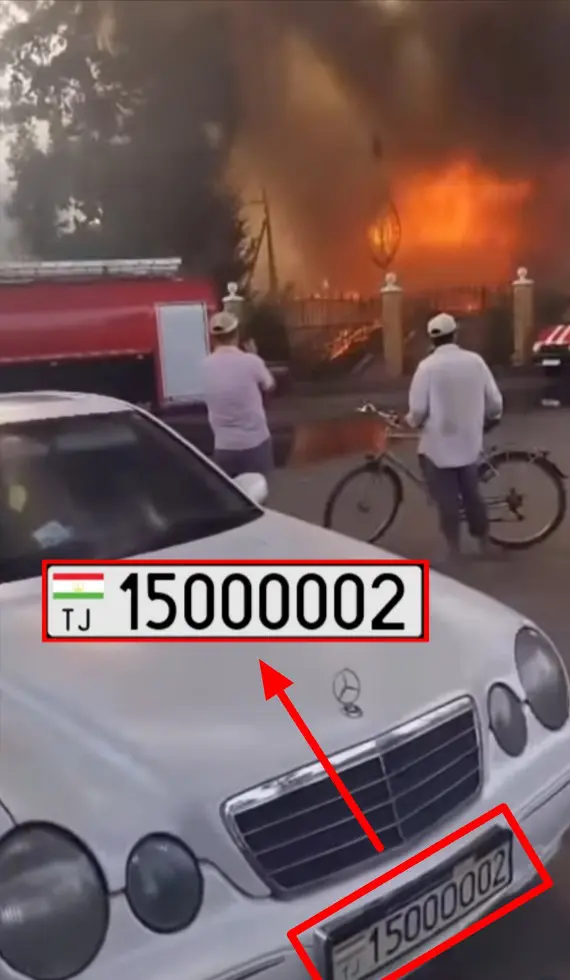 صورة توضح لوحة تسجيل إحدى السيارات من أحد المقاطع المشابهة - طاجكستان