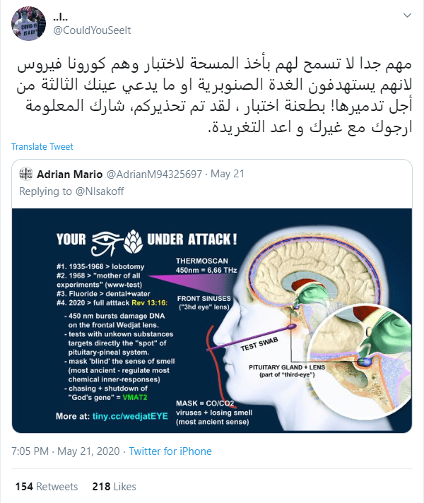 مسحة كورونا واستهداف الغدة الصنوبرية