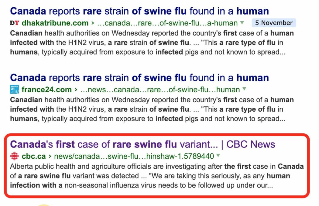مقال عن خبر إنفلونزا الخنازير في كندا