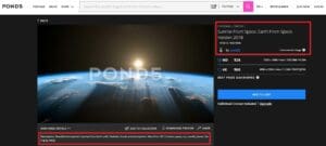 لقطة شاشة من موقع POND5 للفيديو الذي أخذت منه صورة الادعاء