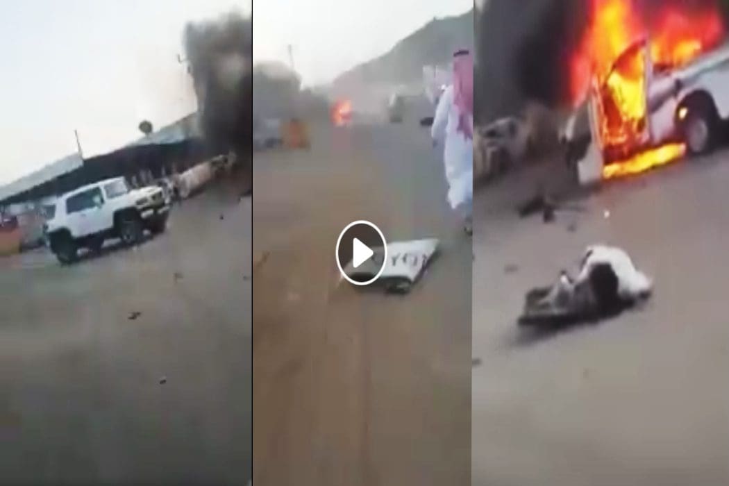 سقوط صاروخ في مدينة خميس مشيط السعودية مضلل