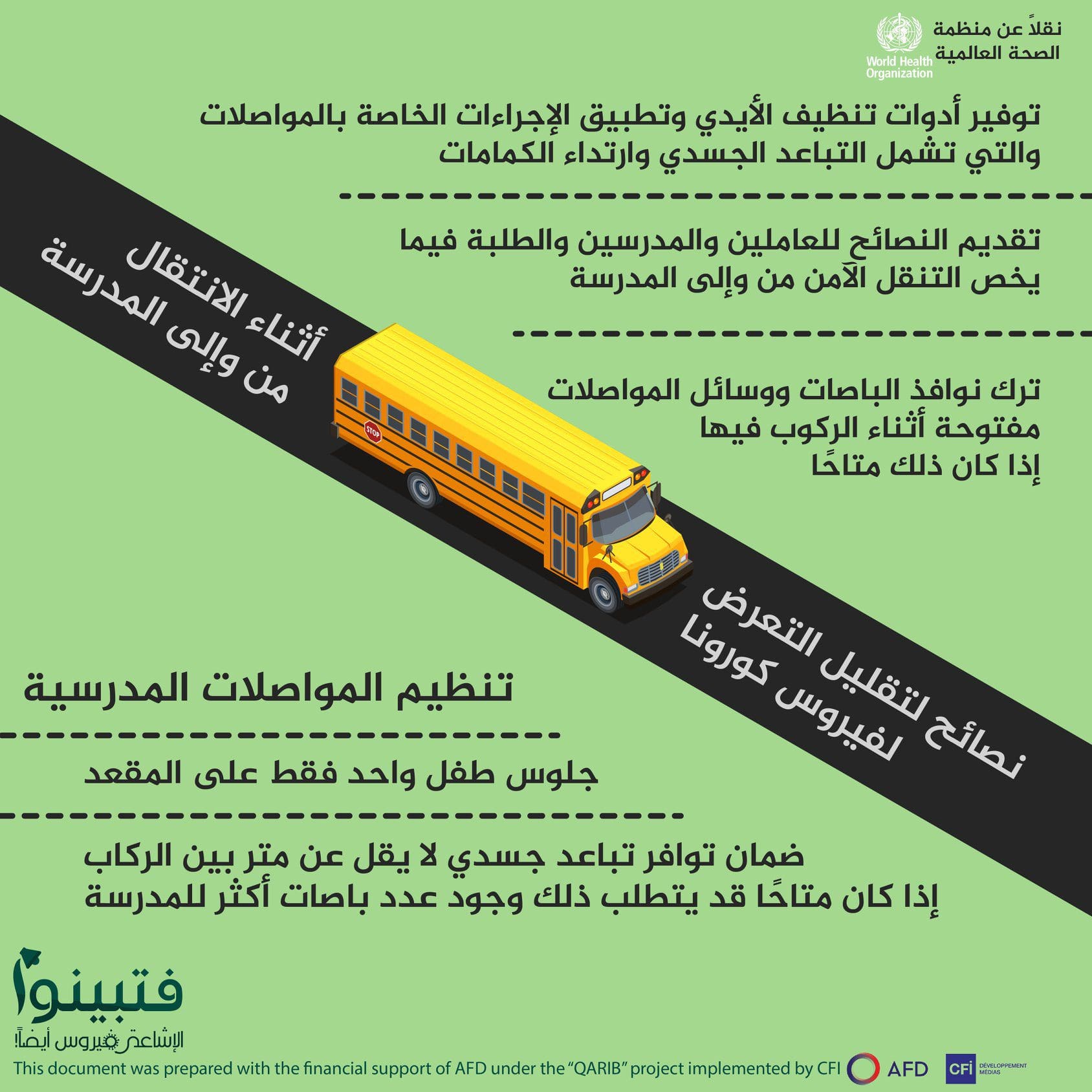نصائح لتقليل التعرض لفيروس كورونا أثناء الانتقال من وإلى المدرسة 2