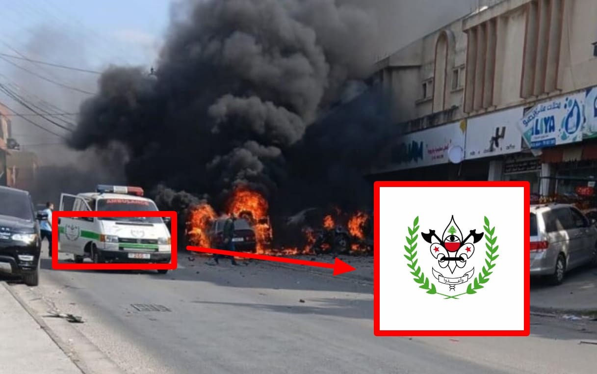 صورة توضح الشعار الظاهر على سيارة الإسعاف - النبطية