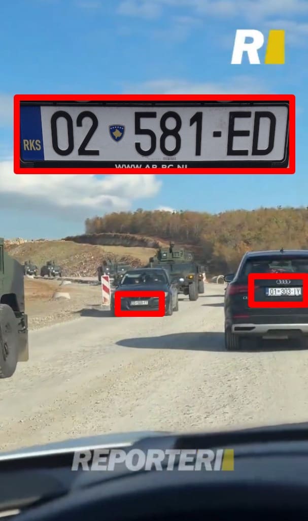 صورة توضح ظهور لوحات تسجيل تابعة لجمهورية كوسوفو في المقطع